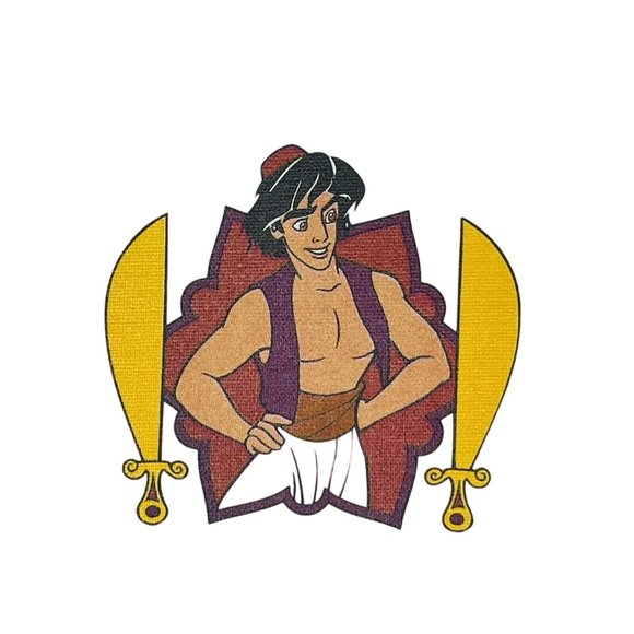 2 Vintage Walt Disney Aladdin Square Iron On - Picture 2 of 3